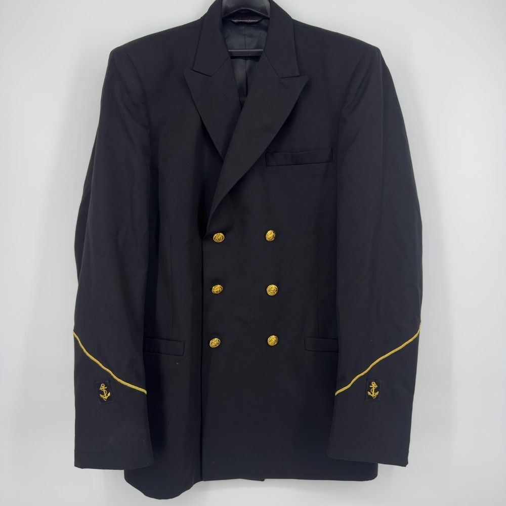 American Craftsmen Weintraub Bros Patriot Double Breasted Blazer Black 44 XL USA